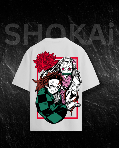Anime Duo Graphic Oversized T-Shirt 240 GSM | Japanese Streetwear