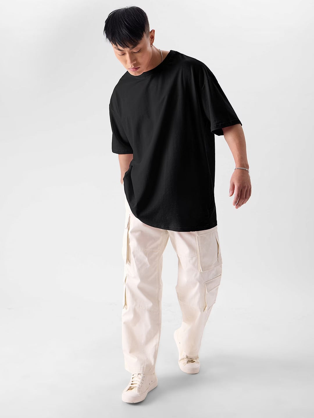 Black Oversized French Terry T-Shirt for Men | 240 GSM Heavyweight Premium Tee