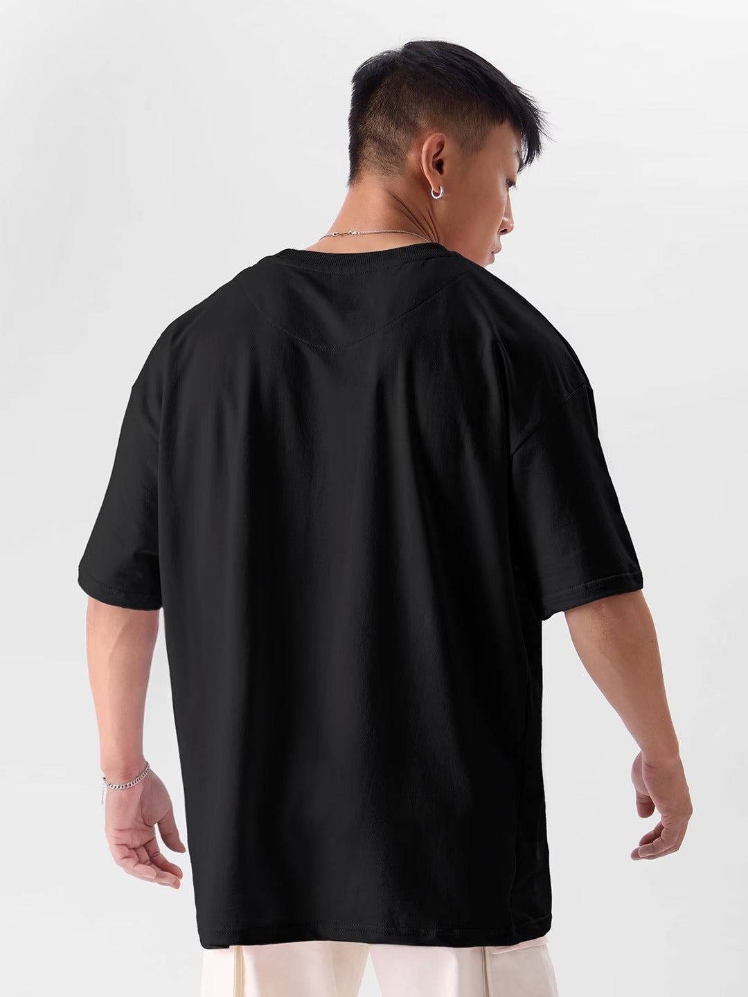Black Oversized French Terry T-Shirt for Men | 240 GSM Heavyweight Premium Tee