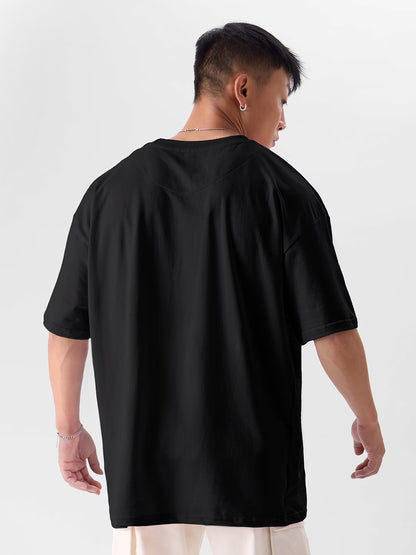 Black Oversized French Terry T-Shirt for Men | 240 GSM Heavyweight Premium Tee